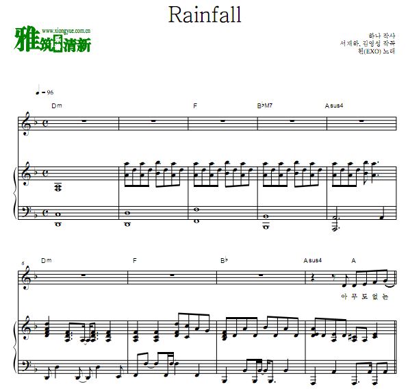 辅佐官 – 改变世界的人们 OST1 EXO金钟大CHEN Rainfall钢琴谱