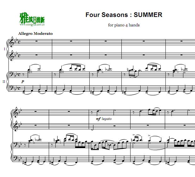 皮亚佐拉 Piazzolla Four Seasons summer四手联弹谱