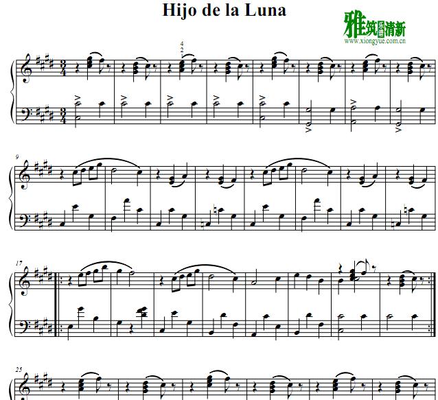 Hijo de La Luna钢琴谱
