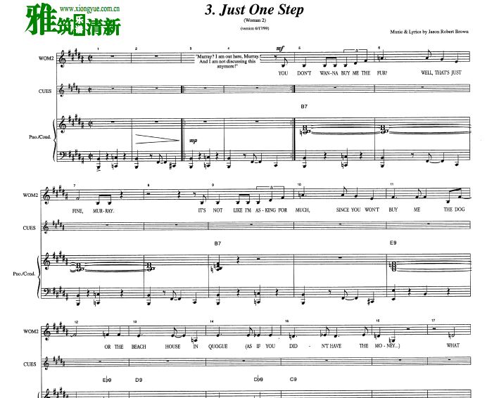 音乐剧 songs for a new world - Just One Step钢琴伴奏谱 声乐谱