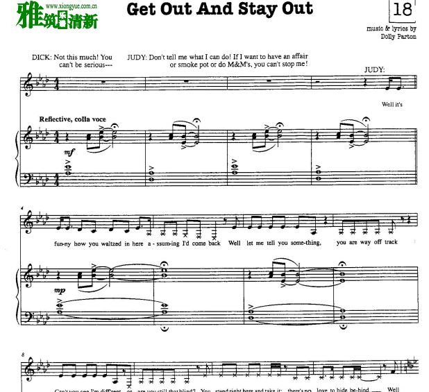 音乐剧9 to 5 朝九晚五 Get Out and Stay Out声乐谱钢琴伴奏谱