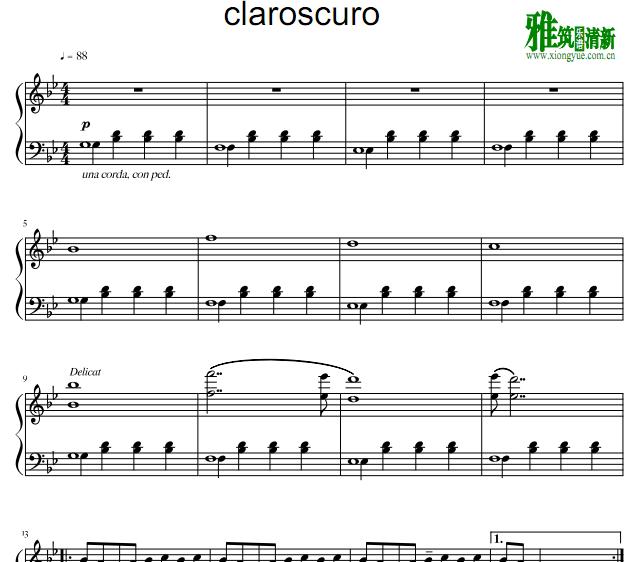 bruno sanfilippo - claroscuro钢琴谱