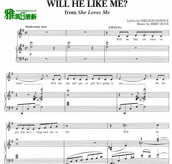 音乐剧 她爱我 She loves me - Will He Like Me声乐钢琴伴奏谱