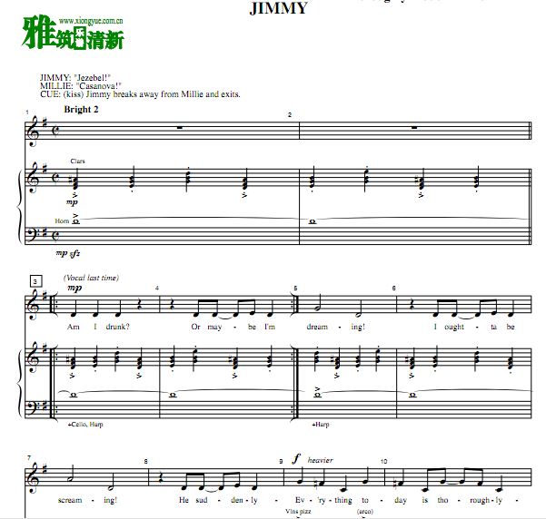 音乐剧摩登米莉 Thoroughly Modern Millie - Jimmy声乐钢琴伴奏谱