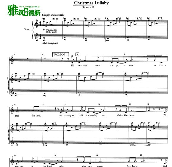 音乐剧songs for a new world - Christmas Lullaby圣诞摇篮曲钢琴伴奏声乐谱