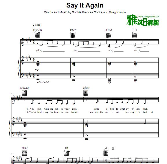 Frances - Say It Again 伴奏钢琴谱
