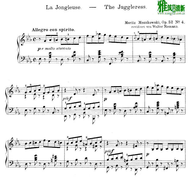 La Jongleuse  Op.52, No.4钢琴谱