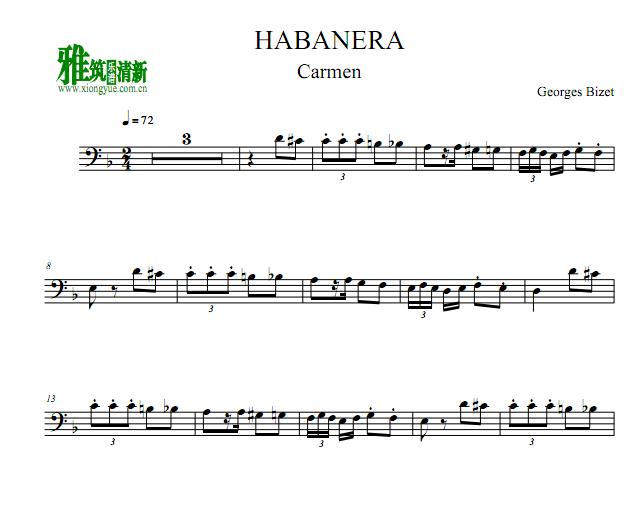 哈巴涅拉Habanera大提琴谱