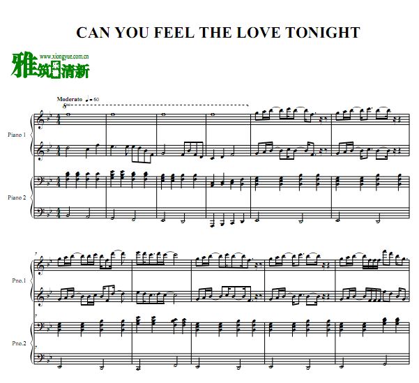 狮子王主题曲Can You Feel the Love Tonight四手联弹谱