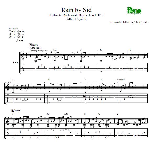 Albert Gyorfi版 Brotherhood OP 5 - Rain by Sid吉他谱