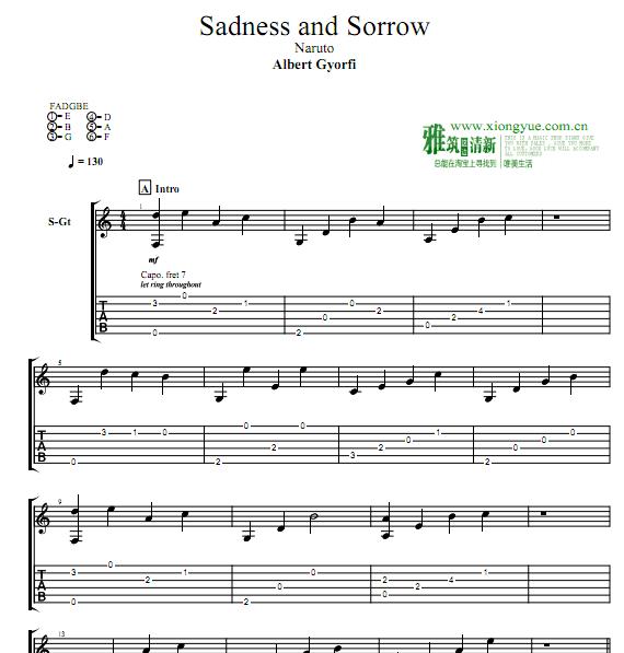 Albert Gyorfi版Sadness and Sorrow吉他谱