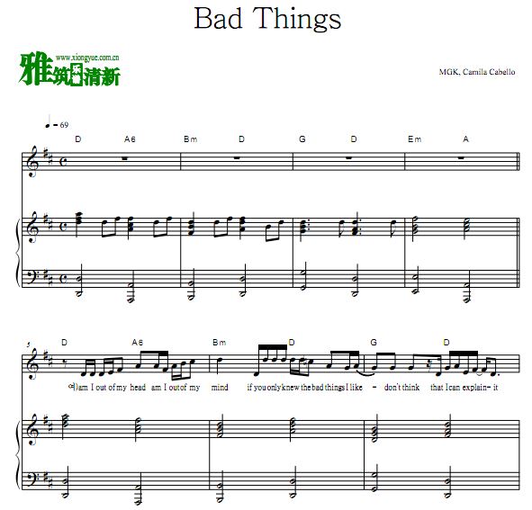 MGK, Camila Cabello - Bad Things 弹唱钢琴谱