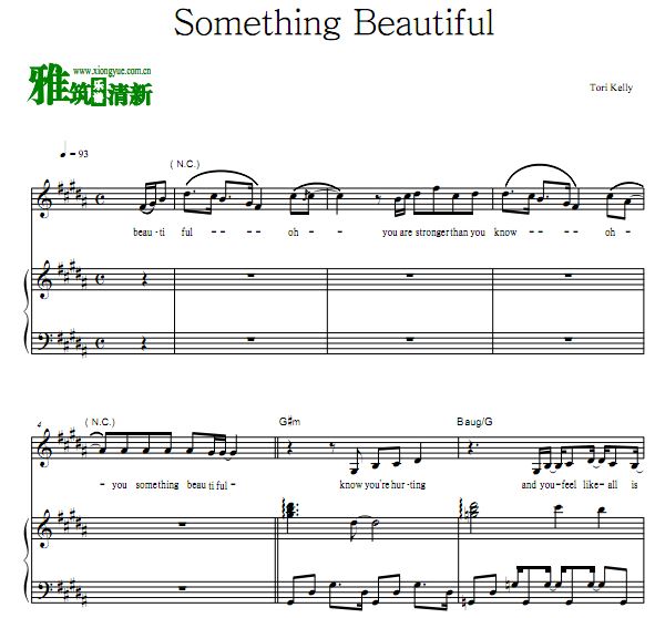 Tori Kelly - Something Beautiful 伴奏弹唱钢琴谱