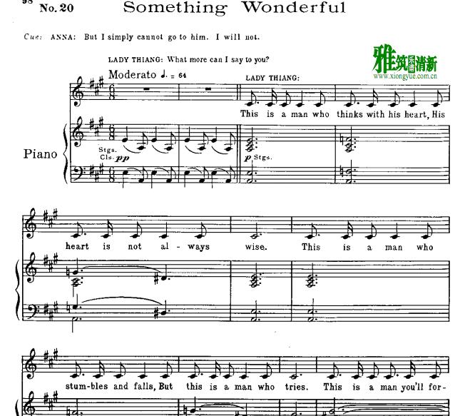 音乐剧 king and i - something wonderful钢琴伴奏谱