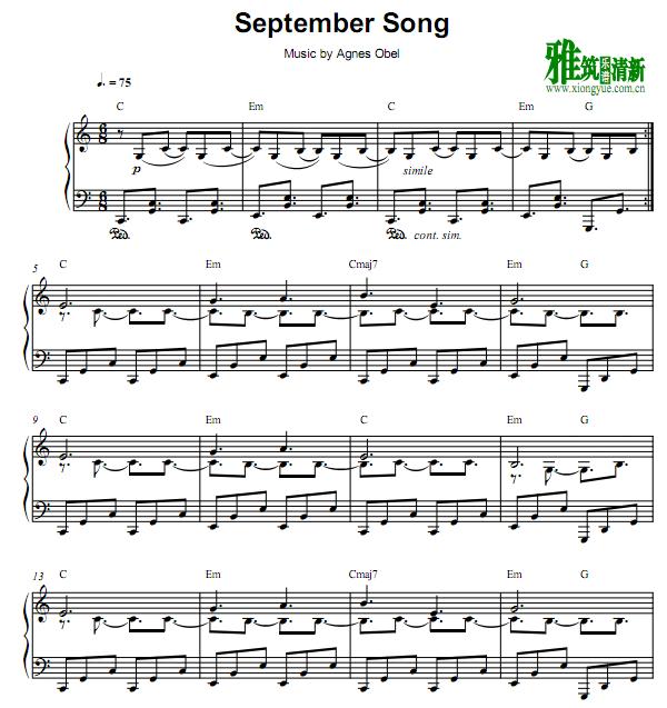 Agnes Obel - September Song钢琴谱