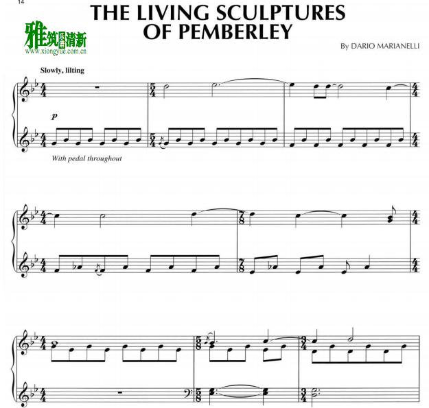 Dario Marianelli - the living sculptures of pemberley钢琴谱