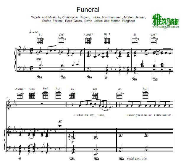 Lukas Graham - Funeral 歌谱 正谱
