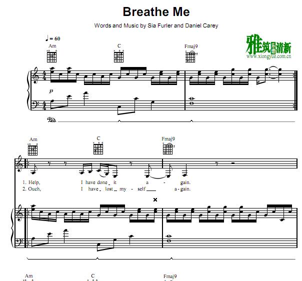 sia - Breathe me钢琴伴奏谱