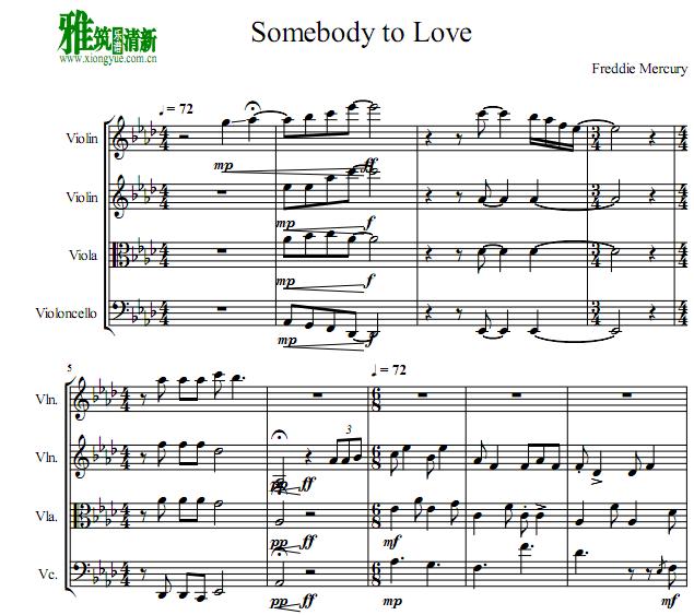 Somebody To Love弦乐四重奏谱