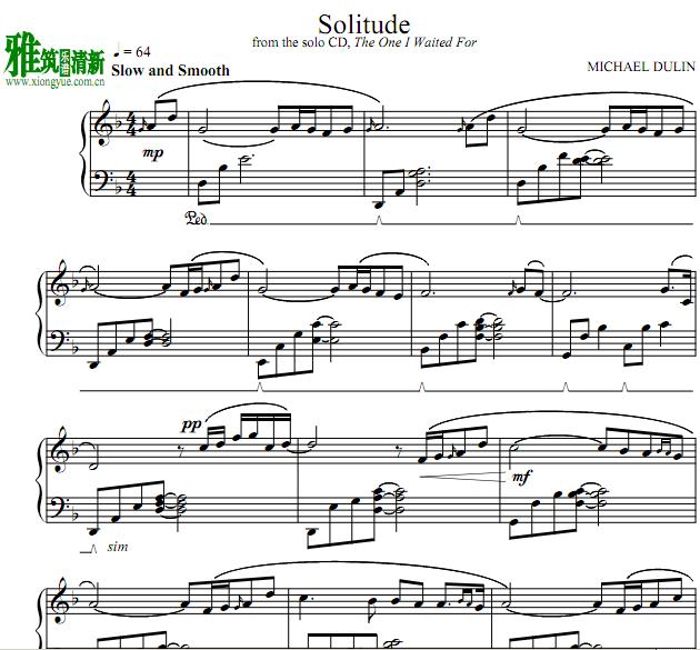 MICHAEL DULIN - Solitude钢琴谱