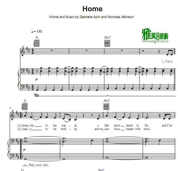 Gabrielle Aplin - Home歌谱 正谱