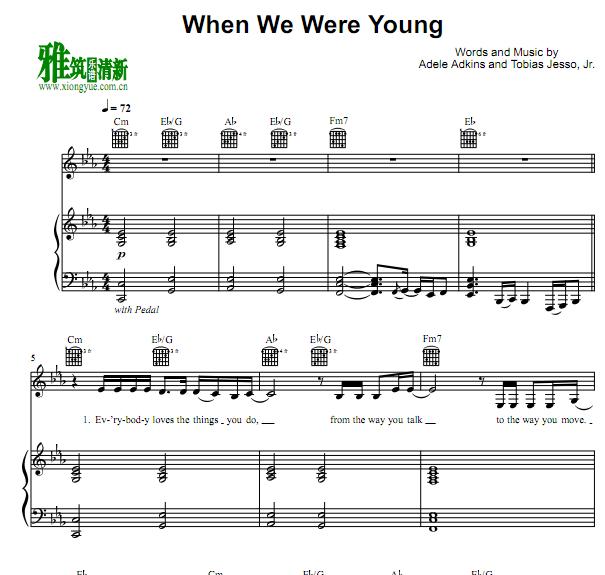 Adele - When We Were Young正谱 钢琴伴奏谱