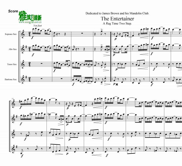 乔普林演艺人萨克斯四重奏谱 Joplin - the Entertainer