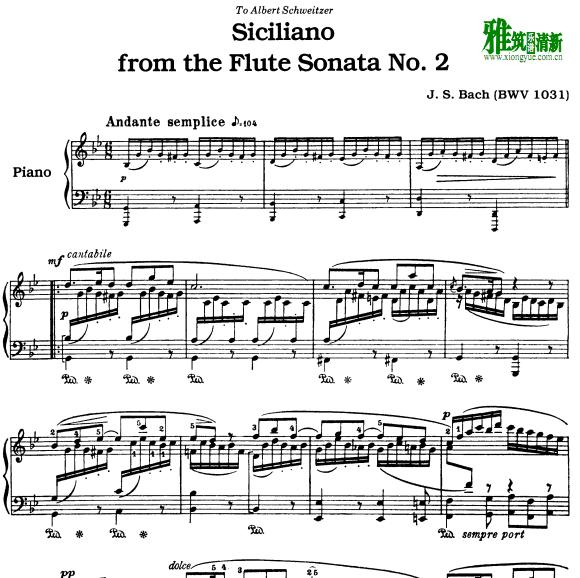 ͺ sisiliano form the flute sonata no.2 bwv 1031