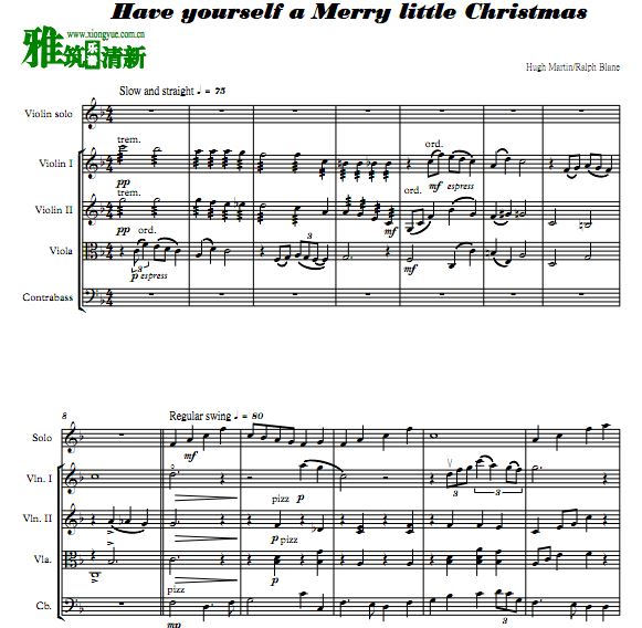 Have yourself a Merry little Christmas 小提琴独奏谱 弦乐重奏谱