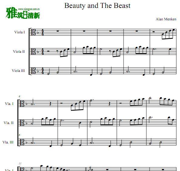 美女与野兽 Beauty and The Beast中提琴三重奏谱