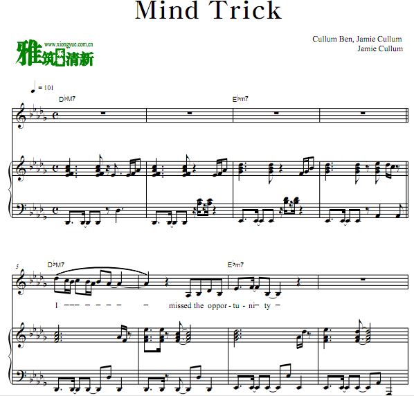 Jamie Cullum - Mind Trick 钢琴谱