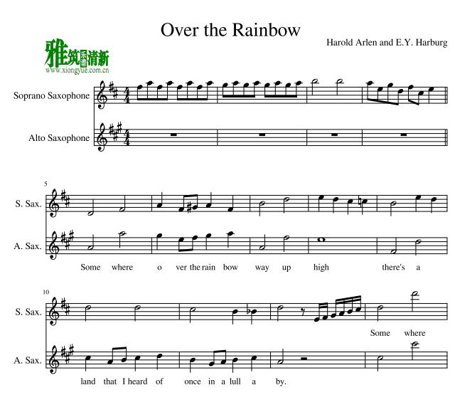 OVER the rainbow萨克斯二重奏谱