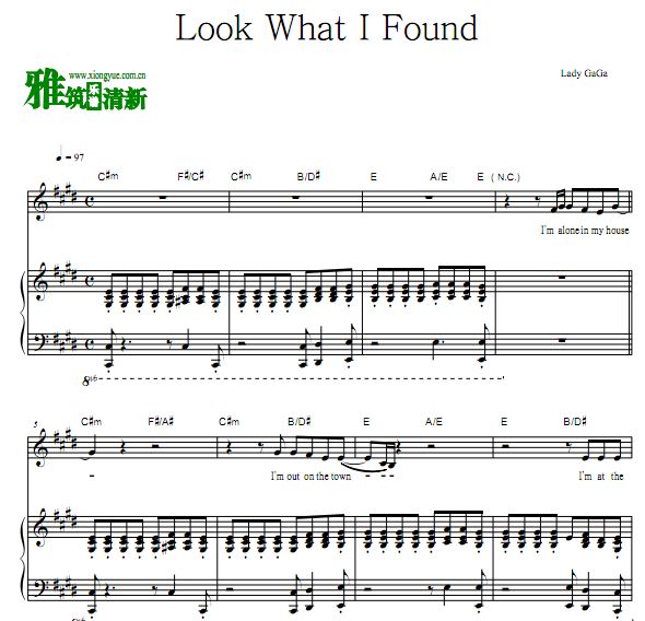 Lady GaGa - A Star Is Born - Look What I Found伴奏钢琴谱 歌谱