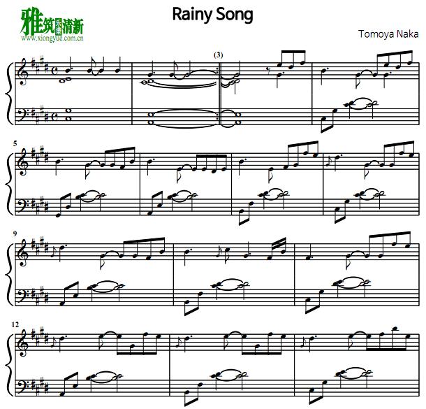 Tomoya Naka - Rainy Song钢琴谱