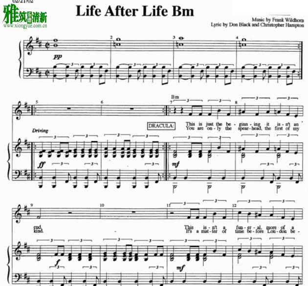 德古拉伯爵 life after life钢琴伴奏谱