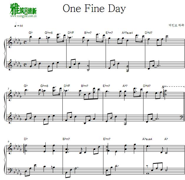 制作人 OST : Special Edition - One Fine Day钢琴谱