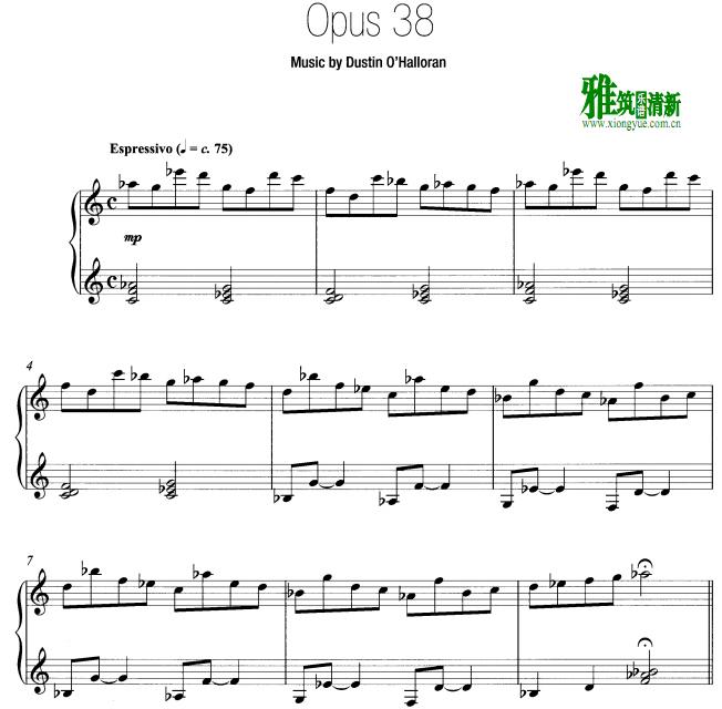 Dustin O'Halloran - Opus 38钢琴谱