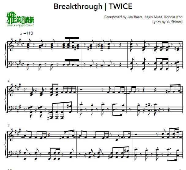 TWICE - Breakthrough钢琴谱