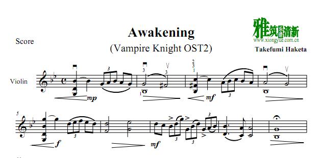 吸血鬼骑士vampire knight - awakening小提琴谱