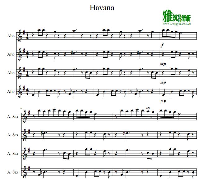 Havana 中音萨克斯四重奏谱