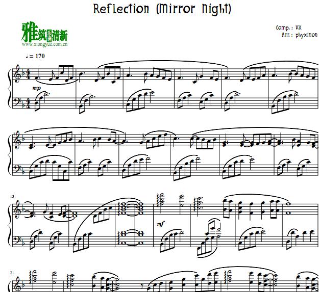 phyxinon - Reflection钢琴谱