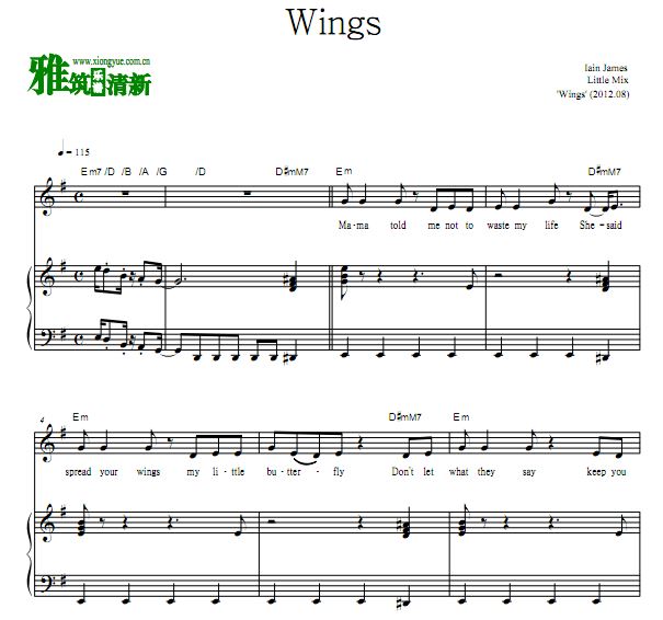Little Mix - Wings钢琴谱