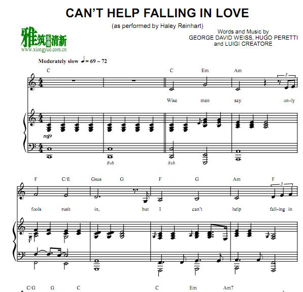 Haley Reinhart - can't help falling in love 钢琴伴奏谱