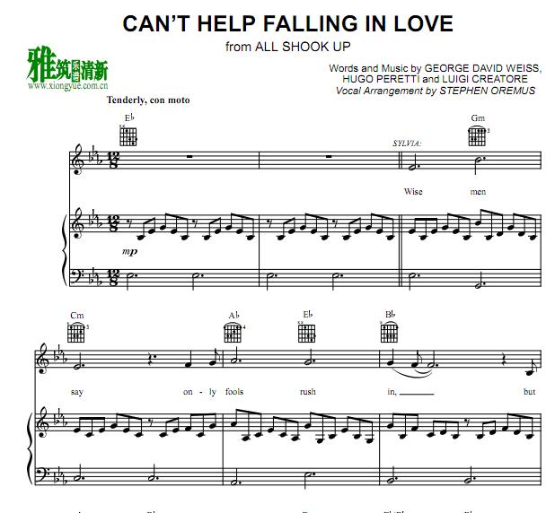 All Shook Up - Can't help falling in love钢琴伴奏谱