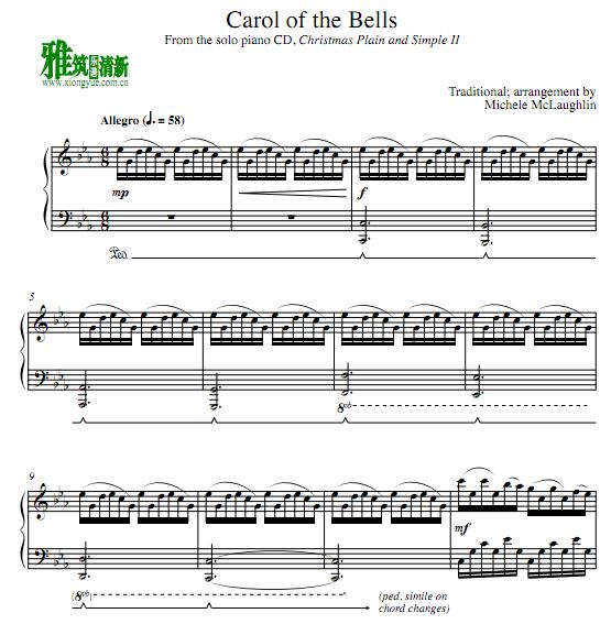 Michele McLaughlin - Carol of the Bells钢琴谱
