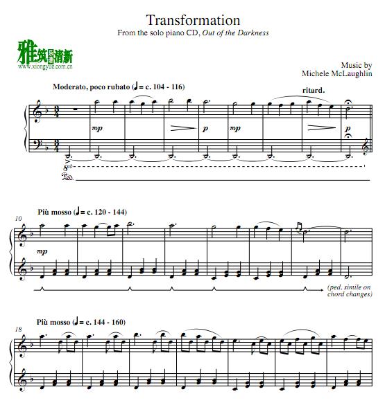 Michele McLaughlin - Transformation钢琴谱