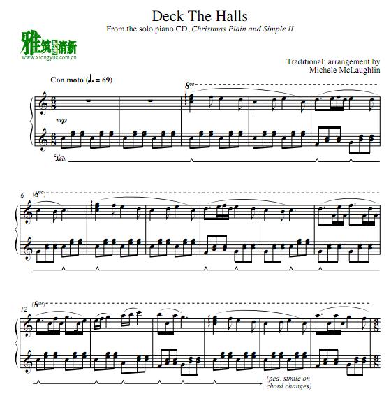 Michele McLaughlin - Deck The Halls钢琴谱