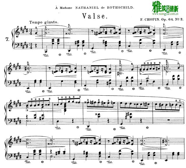 肖邦 升c小调华尔兹舞曲 Waltz Op64 No2钢琴谱