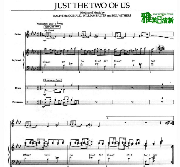Just The Two Of Us 吉他键盘贝司萨克斯小号鼓打击乐伴奏歌谱