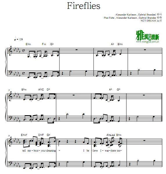 NCT DREAM - Fireflies钢琴谱